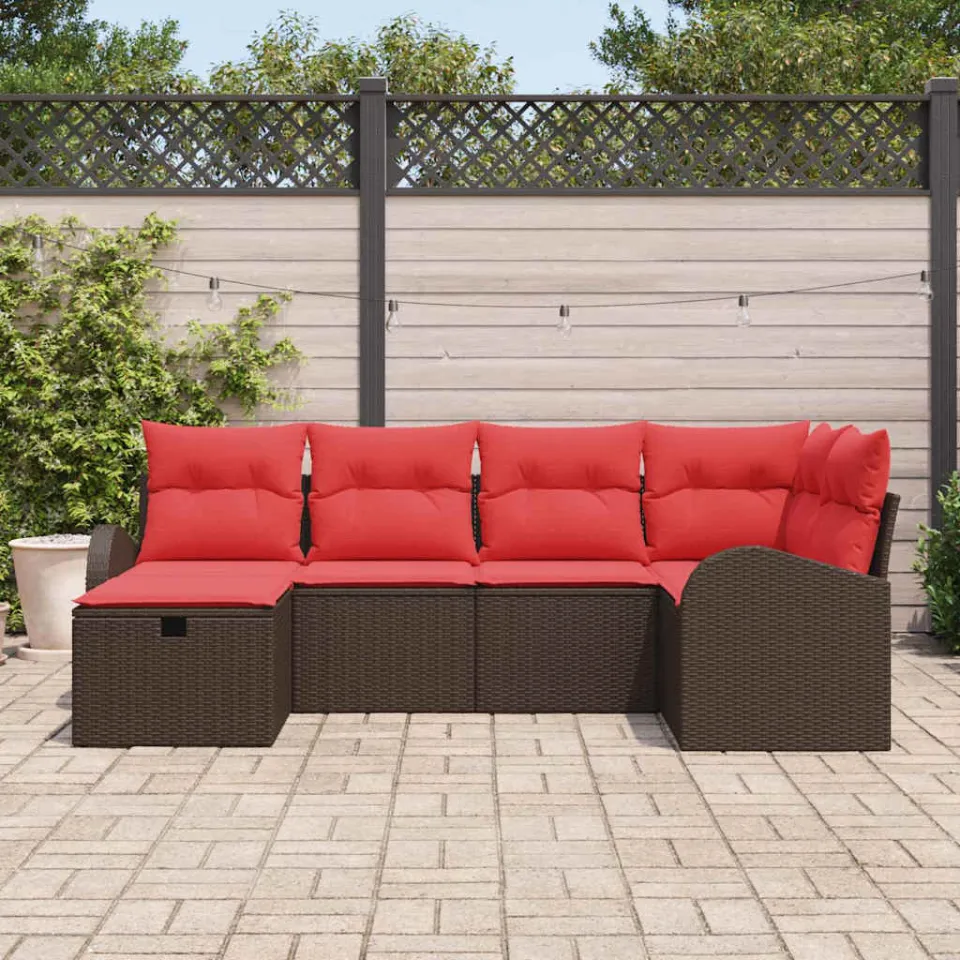 vidaXL Tuin Sofa Set 6 st Bruin poly rattan, foto 3