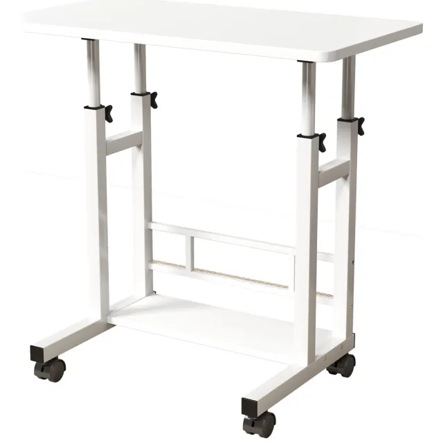 Danky Mobiel Zit-Sta Bureau - In Hoogte Verstelbaar 69-90 cm - Blad 80x40 cm met Opbergvak - Met 4 Vergrendelbare Wieltjes Wit
