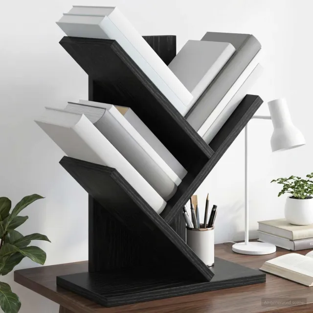 vidaXL Boomvormige boekenplank met 3 planken 30 x 18 x 40 cm zwart, foto 2