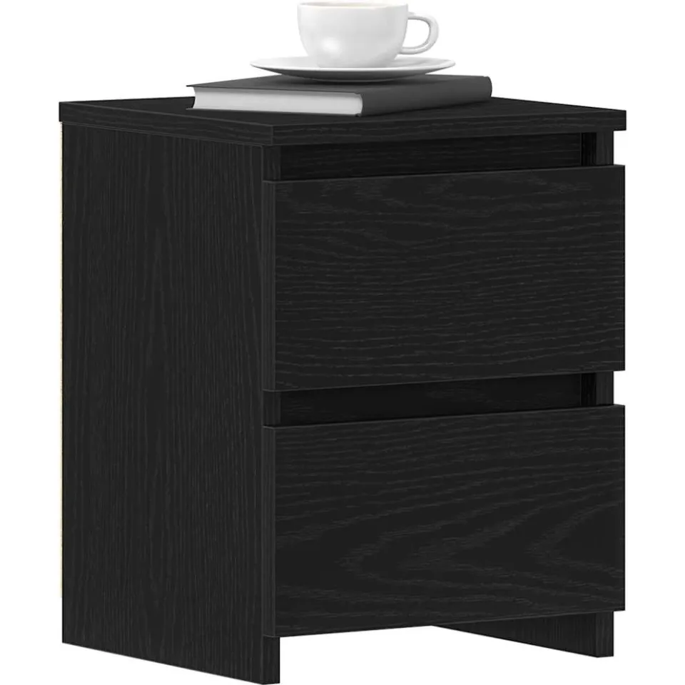vidaXL Nachtkastje 2 st Zwart Eiken 30 x 30 x 40 cm Bewerkt hout