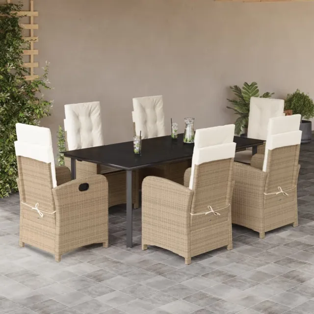 vidaXL 7-delige Tuinset met kussens poly rattan beige, foto 2