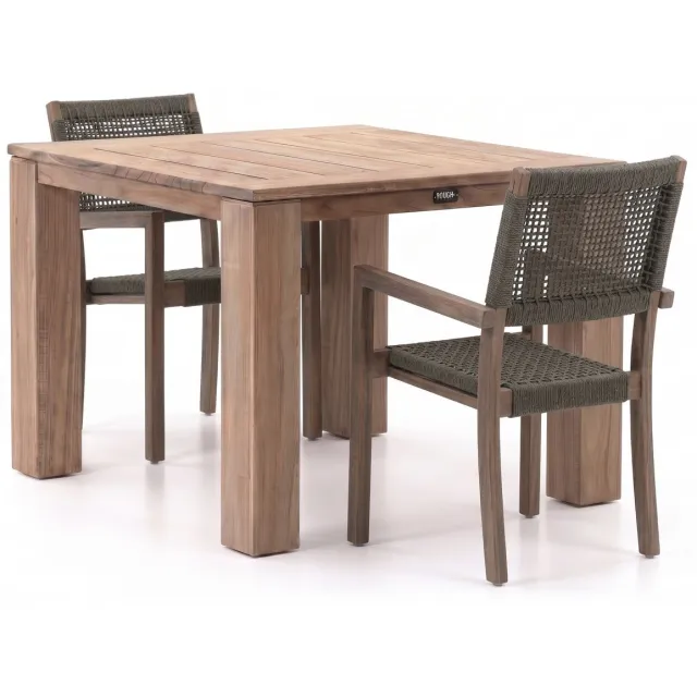 ROUGH Furniture ROUGH-Batang Rope/ROUGH-X 100cm dining tuinset 3-delig stapelbaar Bruin