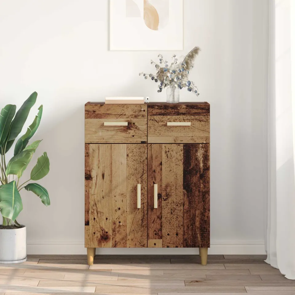 vidaXL Dressoir Oud hout 34 x 69.5 x 89 cm Bewerkt hout bruin, foto 4
