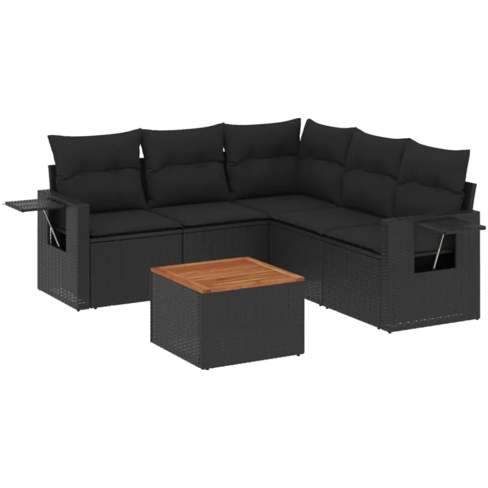 vidaXL Patio Sofa Set 5-zits Black, foto 3