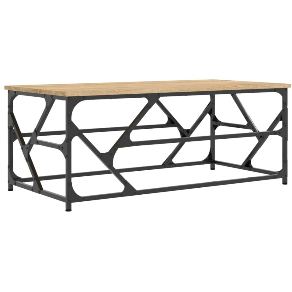 vidaXL Salontafel 100x50x40 cm bewerkt hout sonoma eikenkleurig, foto 3