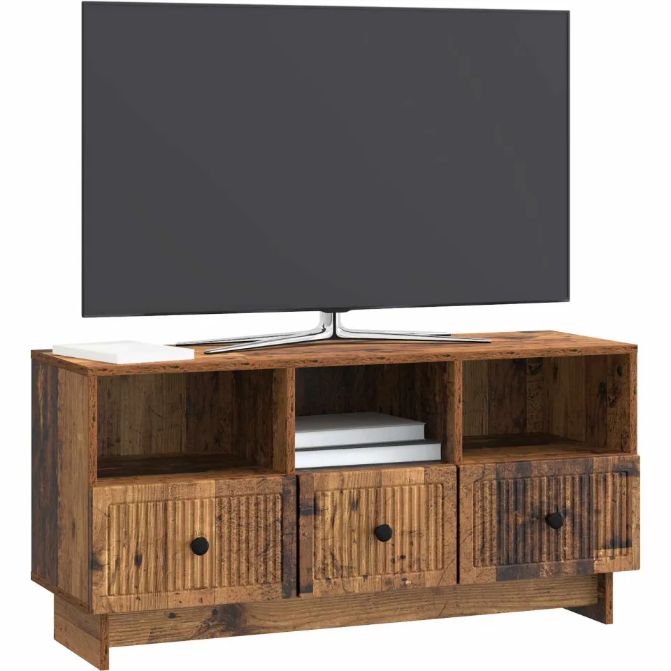 vidaXL TV-kast met lade Oud hout 102 x 34,5 x 50 cm Bewerkt hout bruin, foto 3