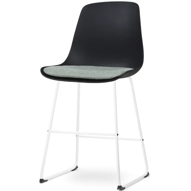 Nolon Nino-Liv barkruk zwart met zacht groen zitkussen - wit onderstel - 65 cm