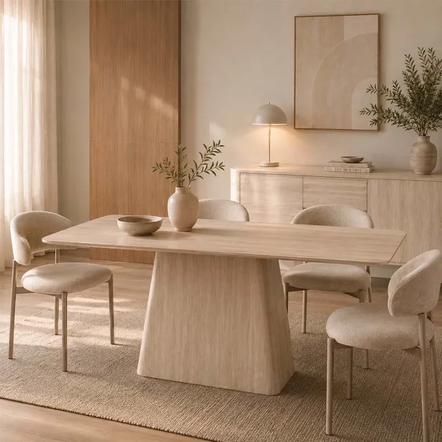 Milton & Oldbrook Eettafel 180 cm Fermo Travertinlook Beige