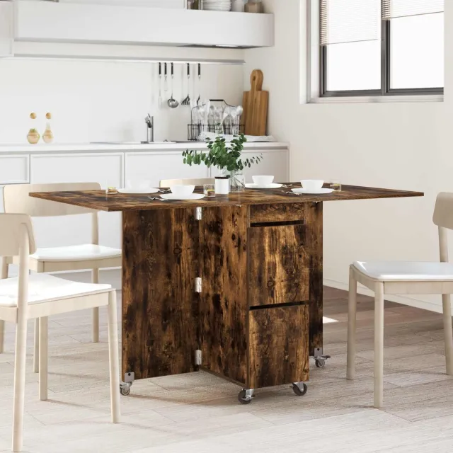 vidaXL Eettafel - 140 - x - 80 - x - 77 - cm - Bewerkt - hout - Gerookt - eiken Gerookt eiken