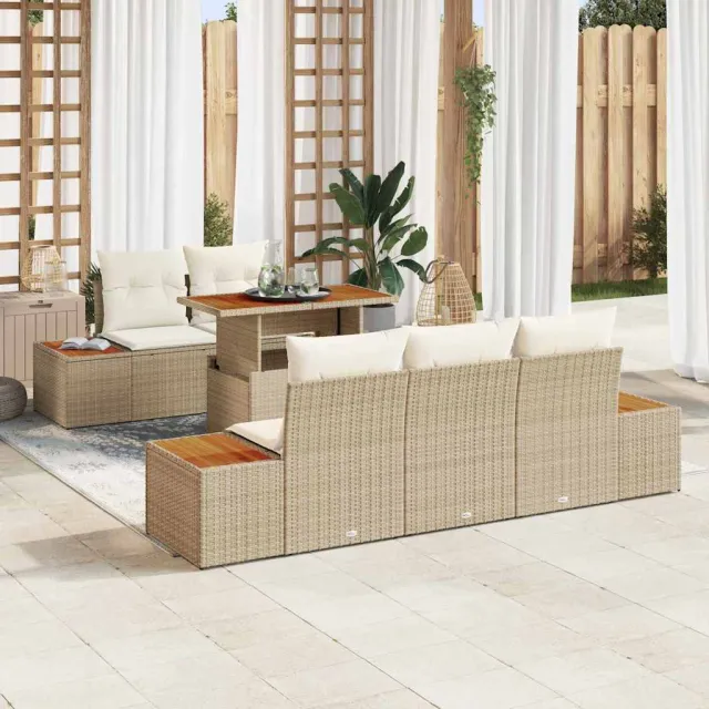 vidaXL Tuin Sofa Set 6 st Beige Poly riet, foto 2
