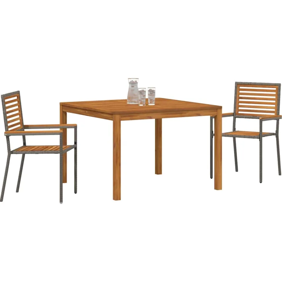 vidaXL Tuin eettafelset 3 st Grijs Massief Acaciahout