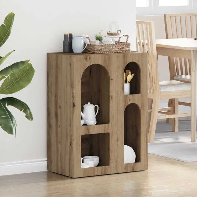 vidaXL Dressoir ELST Artisan Eiken 59 x 35 x 80.5 cm Bewerkt hout Bruin