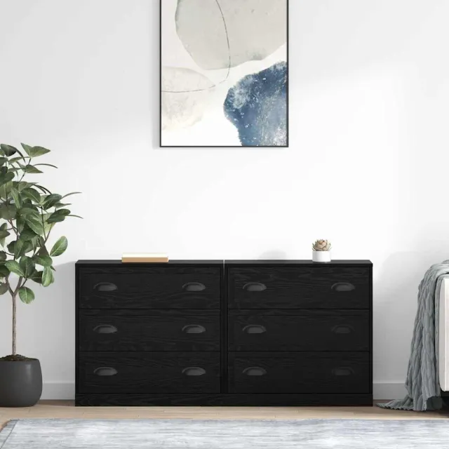 vidaXL Dressoirs 2 st Zwart Eiken 70 x 35,5 x 67,5 cm Bewerkt hout, foto 2