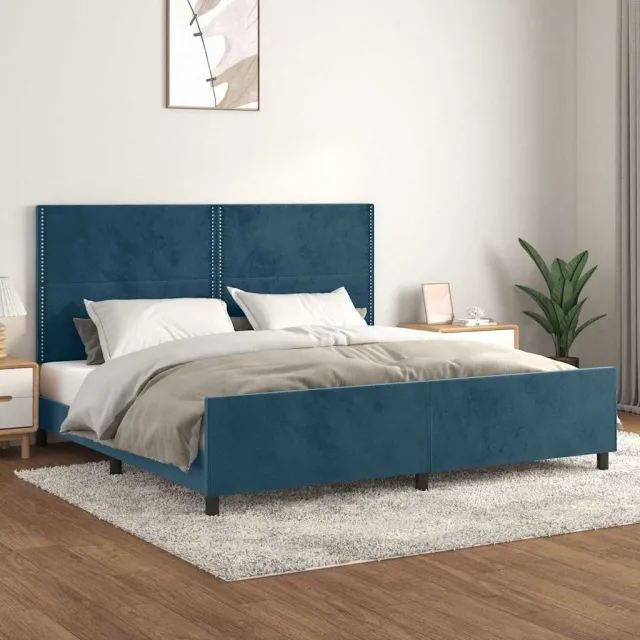 vidaXL Bedframe zonder matras 200x200 cm fluweel donkerblauw blauw