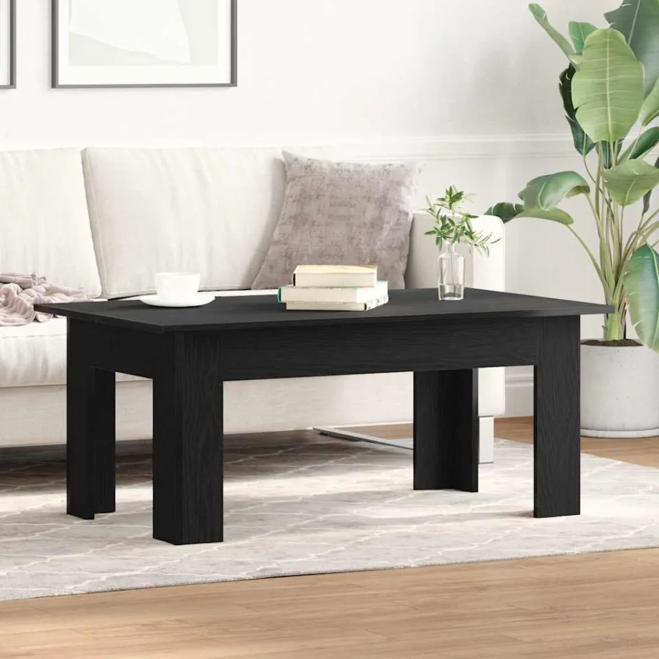 vidaXL Salontafel Zwart Eiken 100 x 60 x 42 cm Bewerkt hout, foto 3