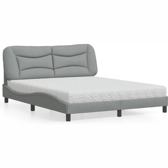 vidaXL Bed met matras "Hvar" stof lichtgrijs 160x200 cm