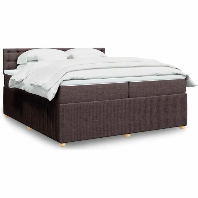vidaXL Boxspring met matras stof donkerbruin 200x200 cm bruin