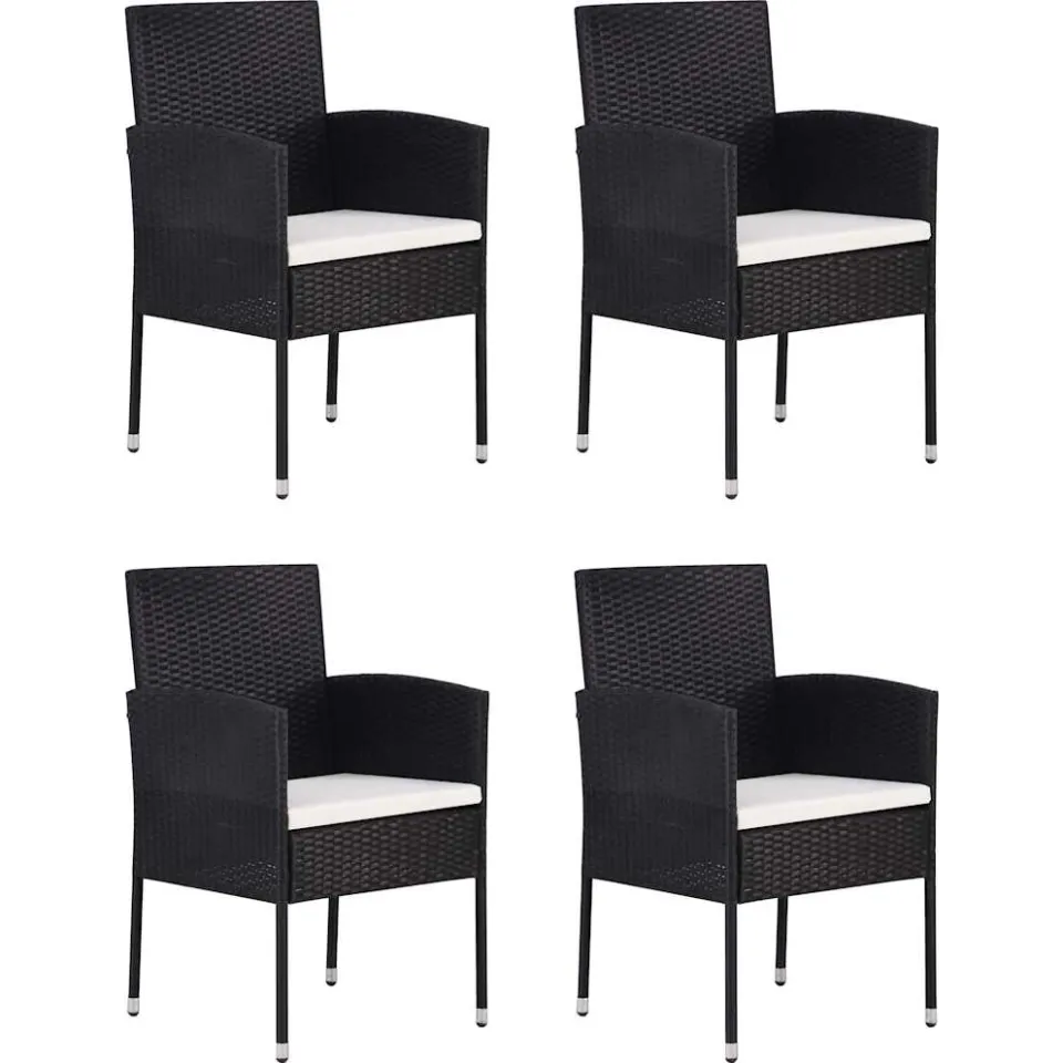 vidaXL 5-delige Tuinset poly rattan zwart