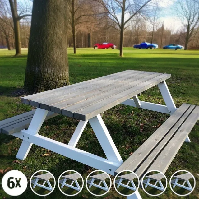 Rockwood® Picknicktafel Cross Over Easy Sit (6,5cm dikte) 2.00m met afgeronde hoeken Naturel