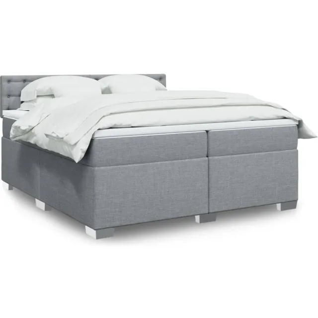 vidaXL Boxspring met matras stof lichtgrijs 200x200 cm grijs