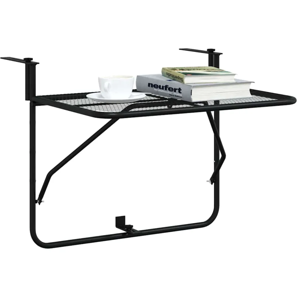 vidaXL Balkontafel 60x40 cm staal zwart