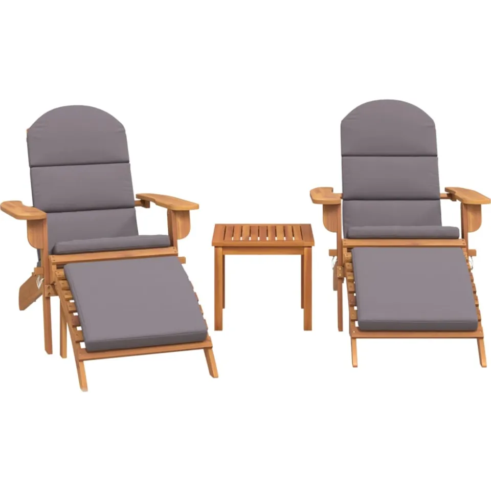 vidaXL 3-delige Loungeset Adirondack massief acaciahout Bruin