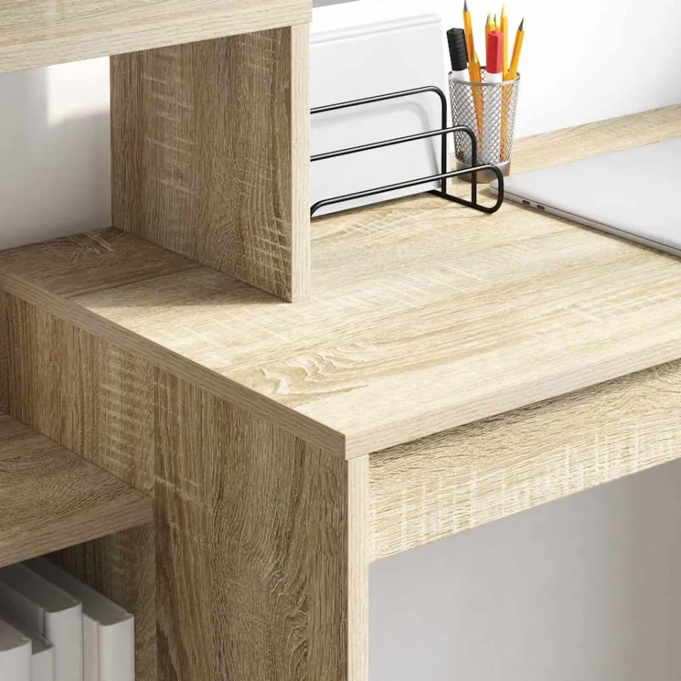 vidaXL Bureau Sonoma Eiken 100 x 40 x 90 cm Bewerkt hout, foto 4
