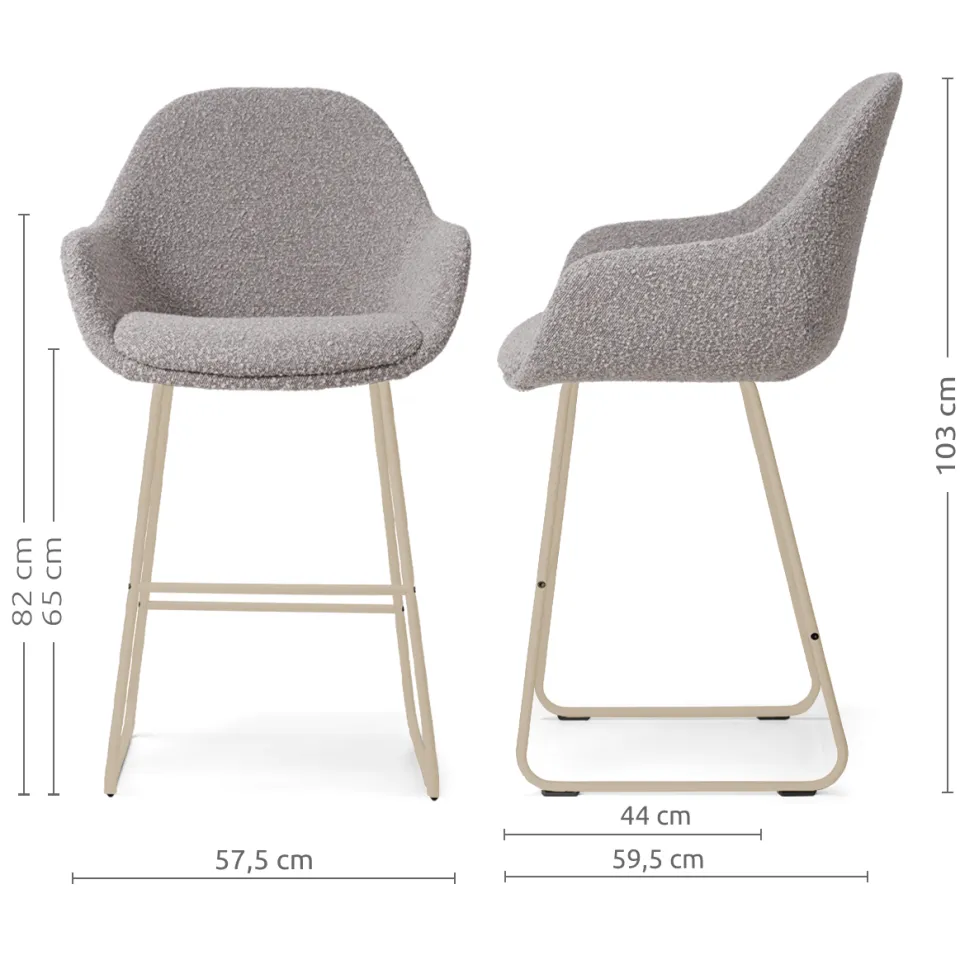 Nolon Nino-Mae barkruk bouclé taupe - beige onderstel - 65 cm, foto 2