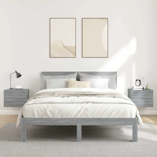 vidaXL Nachtkastjes 2 st 40x30x30 cm bewerkt hout grijs sonoma eiken, foto 2