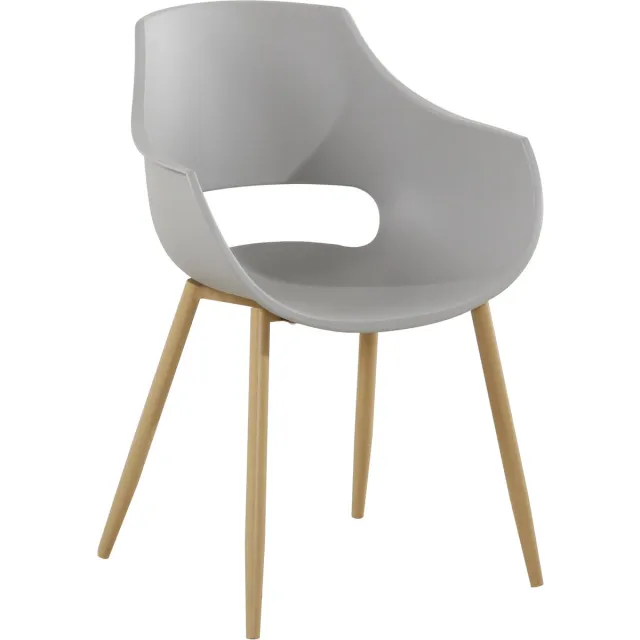 Padiro eetkamerstoel - 2-delige set - 59 x 85 x 58 cm - Grijs - Scandinavisch - Polypropyleen, Staal - met armleuningen