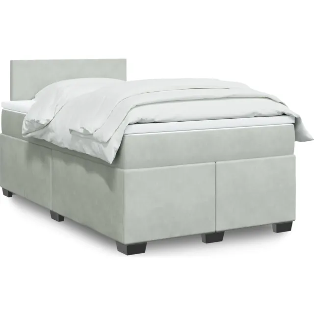 vidaXL Boxspring met matras fluweel lichtgrijs 120x190 cm grijs