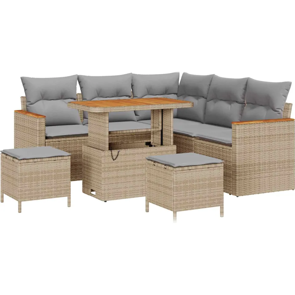 vidaXL Tuinbankenset 8 st Beige poly rattan