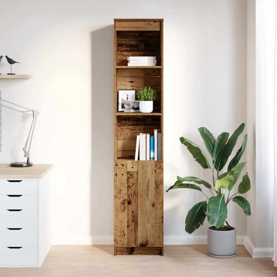 vidaXL Hoge kast 37,5x35x180 cm bewerkt hout oud houtkleurig bruin, foto 3