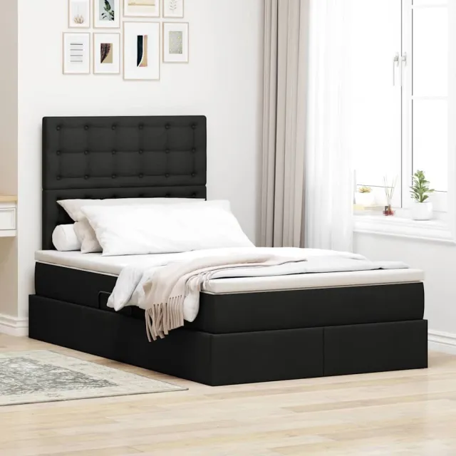 vidaXL LED Opslagbed met Matras Zwart 120 x 200 cm Stof