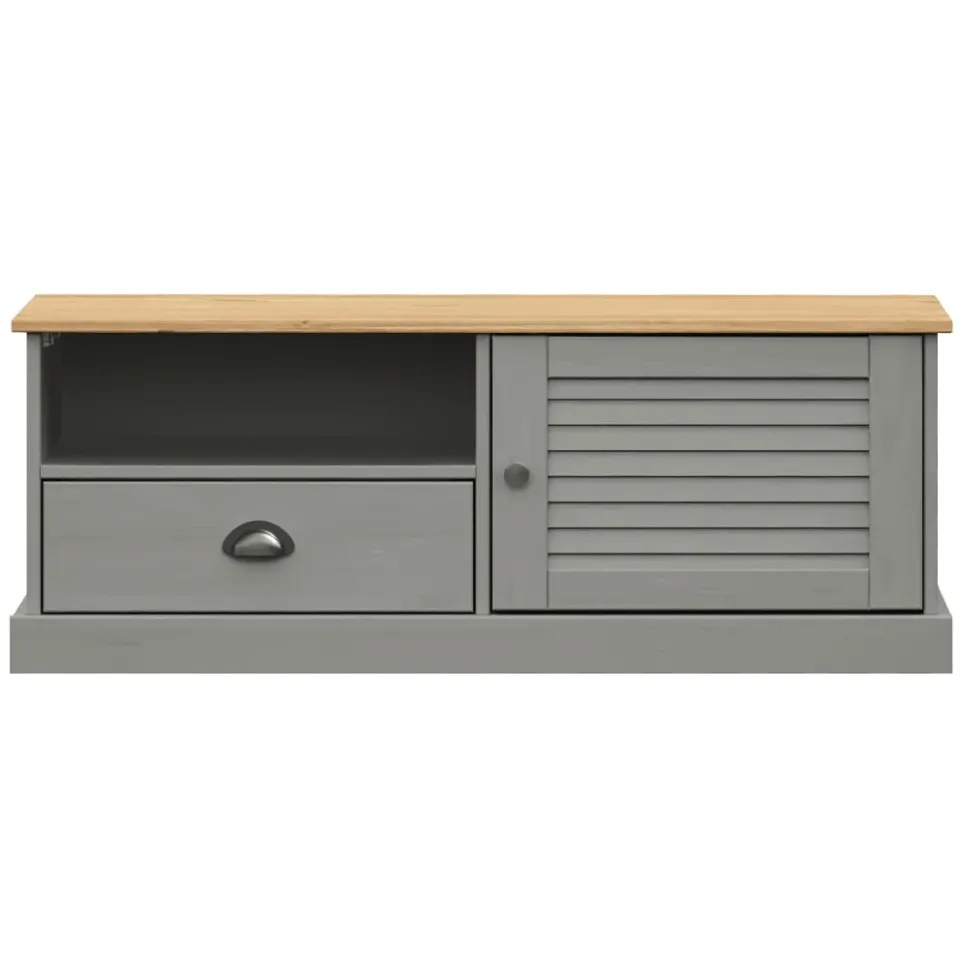 vidaXL Tv-meubel VIGO 106x40x40 cm massief grenenhout grijs, foto 3