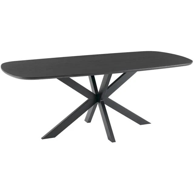 Vestland Deens Ovale Eiken Eettafel – Zwart - 180x90 cm - Geschikt voor 6 - 8 Personen – Spinpoot Metaal Deens Zwart