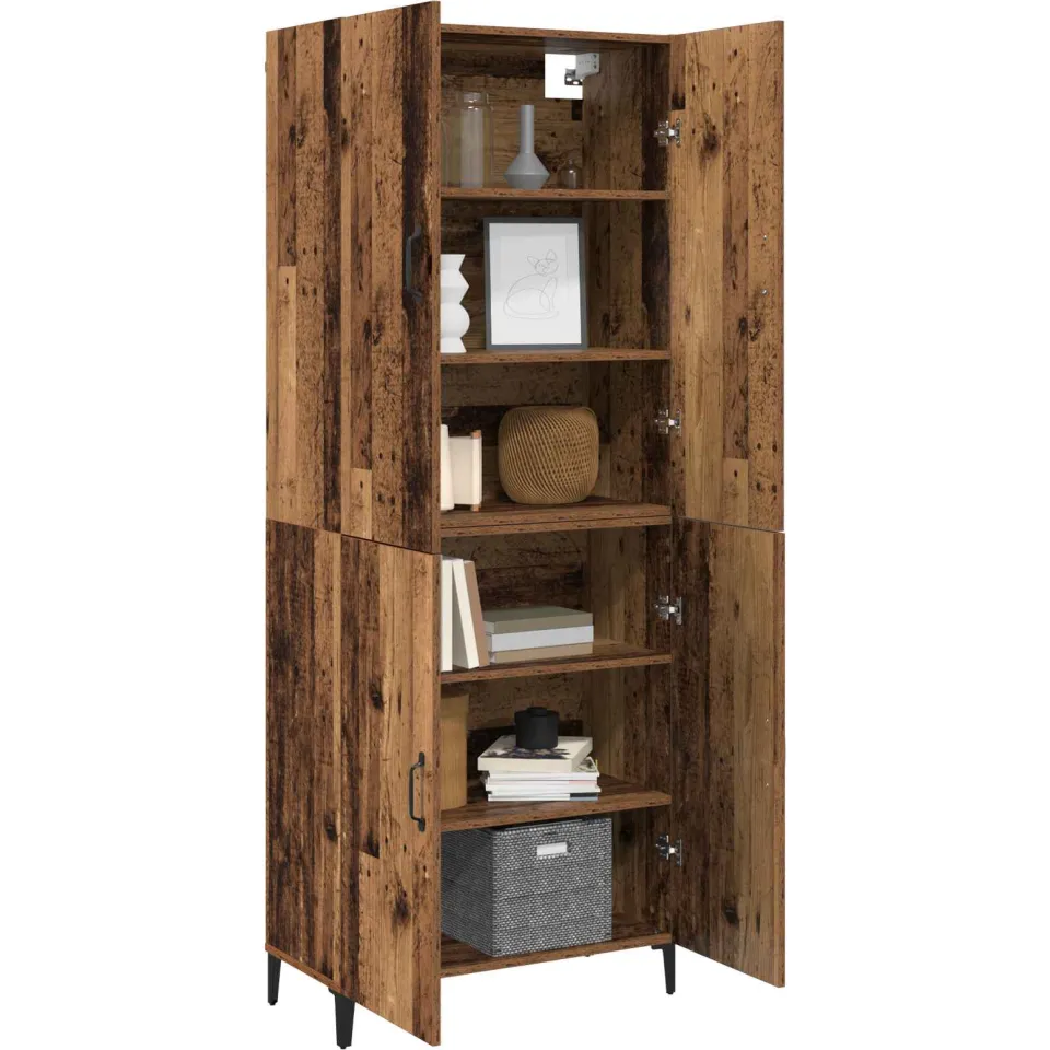 vidaXL Hoge kast 2 st Oud hout 69,5 x 34 x 180 cm Bewerkt hout Bruin