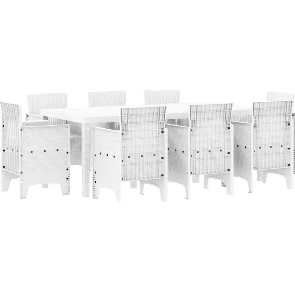 vidaXL Tuin eettafelset 9 st Wit Polypropyleen