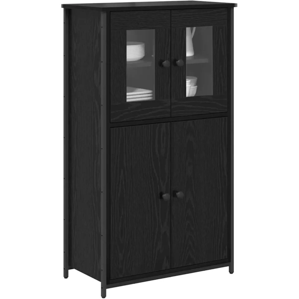 vidaXL Highboard Zwart Eiken 62 x 32 x 106,5 cm Bewerkt hout