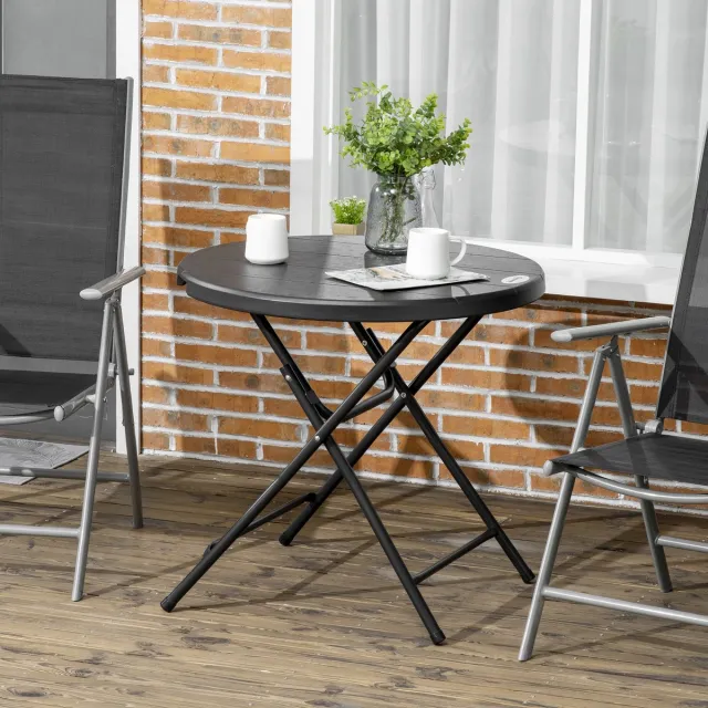 HAUSS SPOLE Tuintafel - Ronde Opklapbare Eettafel Voor 4 Personen En Buiten Gebruik Op Balkon Of Terras - HDPE En Staal - Ø80 x 73 Cm - Donkergrijs