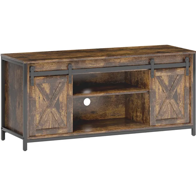 Clruro Tv-meubel - 120 × 40 × 54 cm - met 2 Deuren - met Kabeldoorvoer - Metaal - Bruin