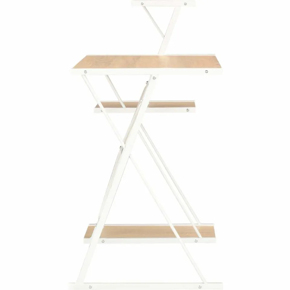 vidaXL Bureau met schap 116x50x93 cm wit en eikenkleurig, foto 4
