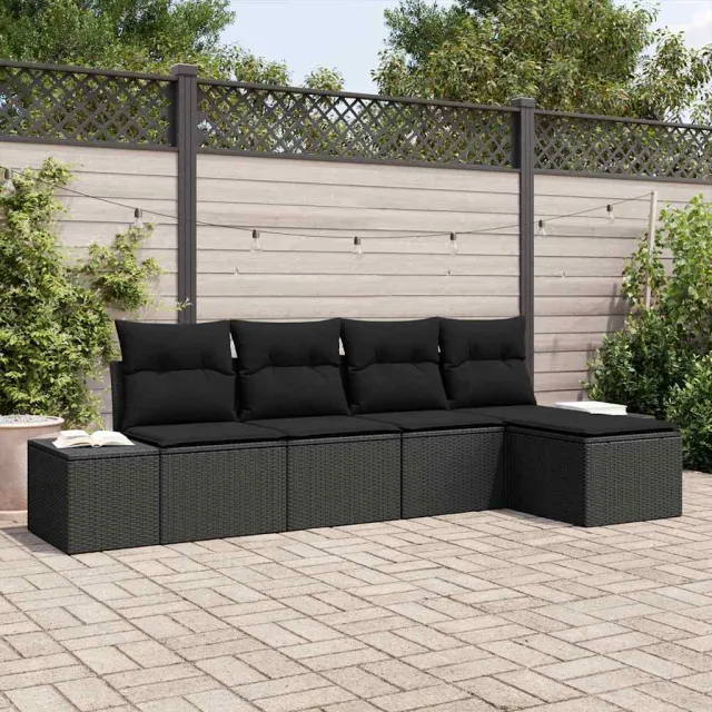 vidaXL Tuin Sofa Set 5 st Zwart poly rattan, foto 2