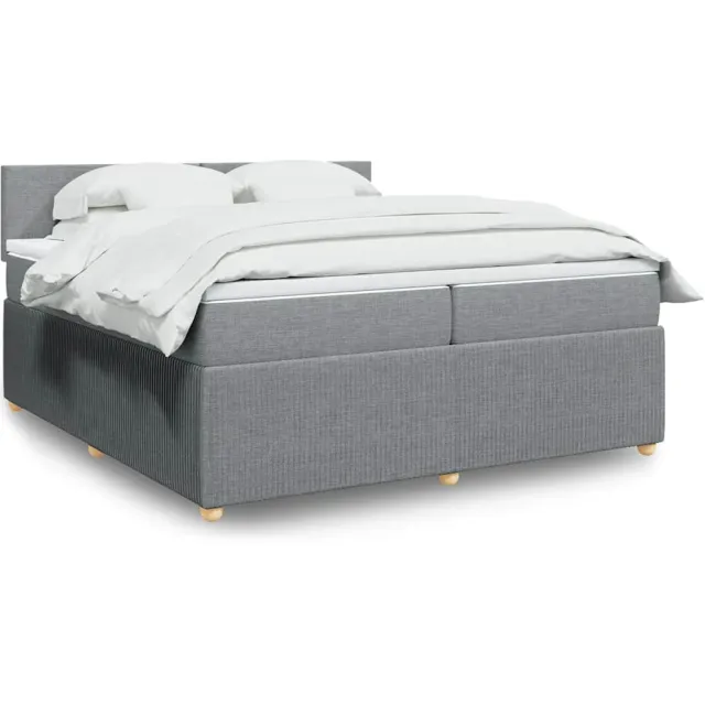 vidaXL Boxspring met matras stof lichtgrijs 200x200 cm grijs