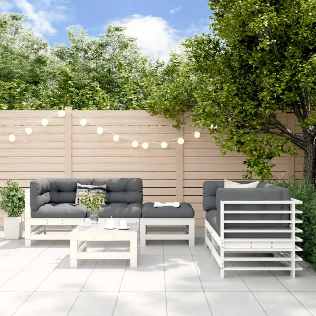 vidaXL 6-delige Loungeset massief grenenhout wit, foto 2