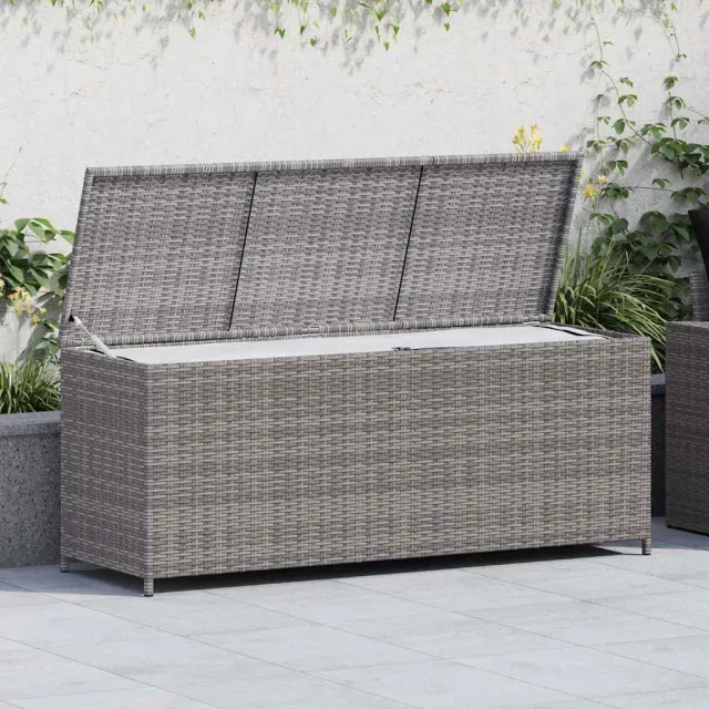 vidaXL Tuinbox 150x50x60 cm poly rattan grijs, foto 2