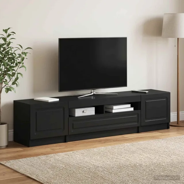 vidaXL LED tv-meubel UTRECHT 3 st Zwart Bewerkt hout