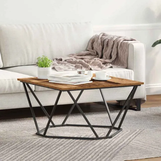 vidaXL Salontafel Oud Hout 80 x 80 x 45 cm Engineered hout en staal Bruin