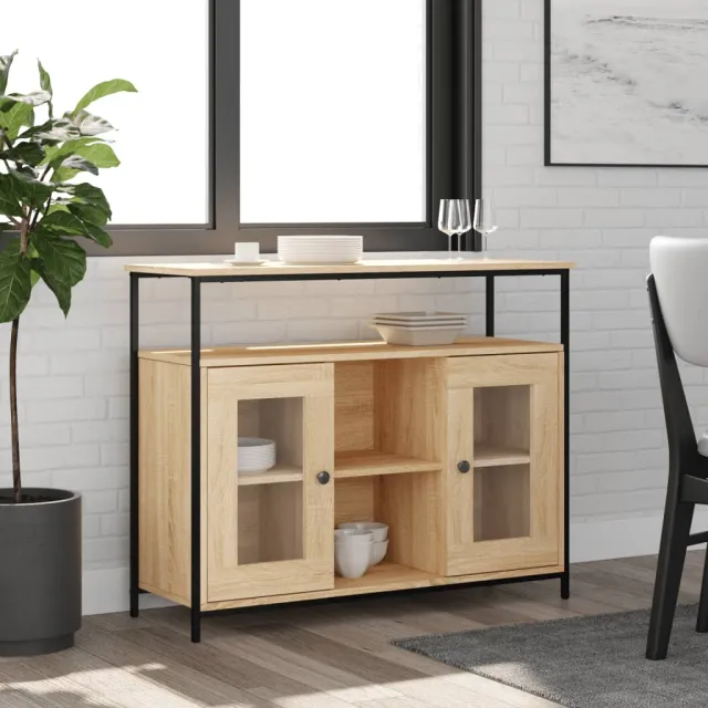 vidaXL Dressoir 100x35x80 cm bewerkt hout sonoma eikenkleurig, foto 2
