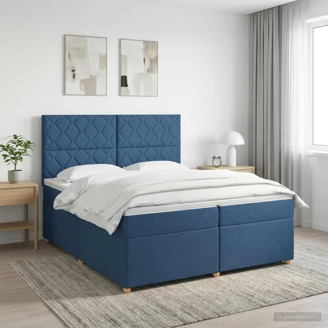vidaXL Boxspringbed met matras met hoofdeinde Blauw 200 x 200 cm Stof